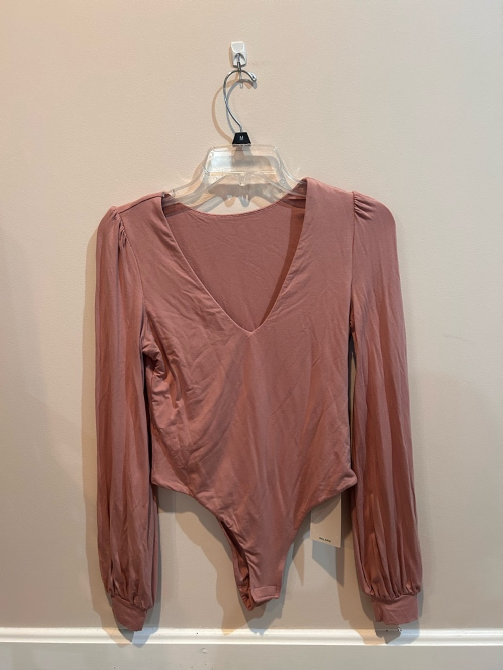 HALARA Long Sleeve V-Neck Bodysuit - Dusty Mauve